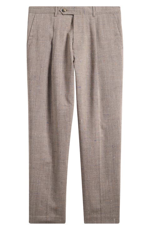 Pleated Wool Blend Dress Pants