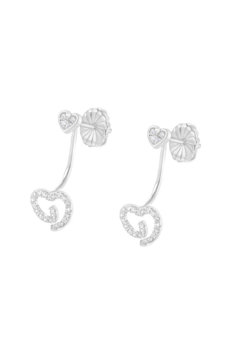 Haus of Brilliance Silver 1/4 Ct Diamond Swirl Heart Front/Back Earrings, Alternate, color, White