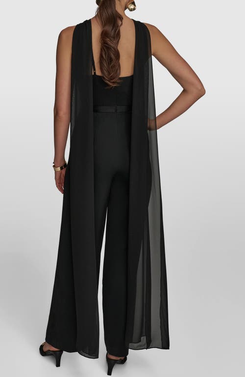 Donna Karan New York Halter Neck Chiffon & Satin Jumpsuit In Black