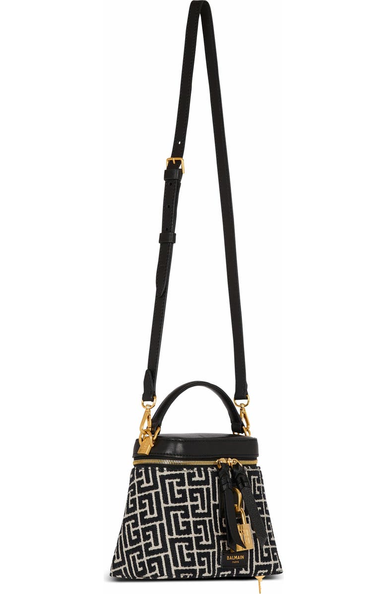 Balmain Pulse Vanity Bag In Monogrammed Jacquard Canvas And Leather, Alternate, color,