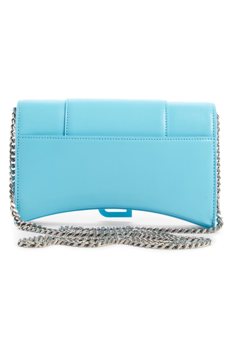 Hourglass Leather Wallet on a Chain, Alternate, color, AZUR
