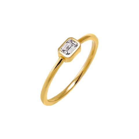 Diamond Emerald Bezel Ring 14K