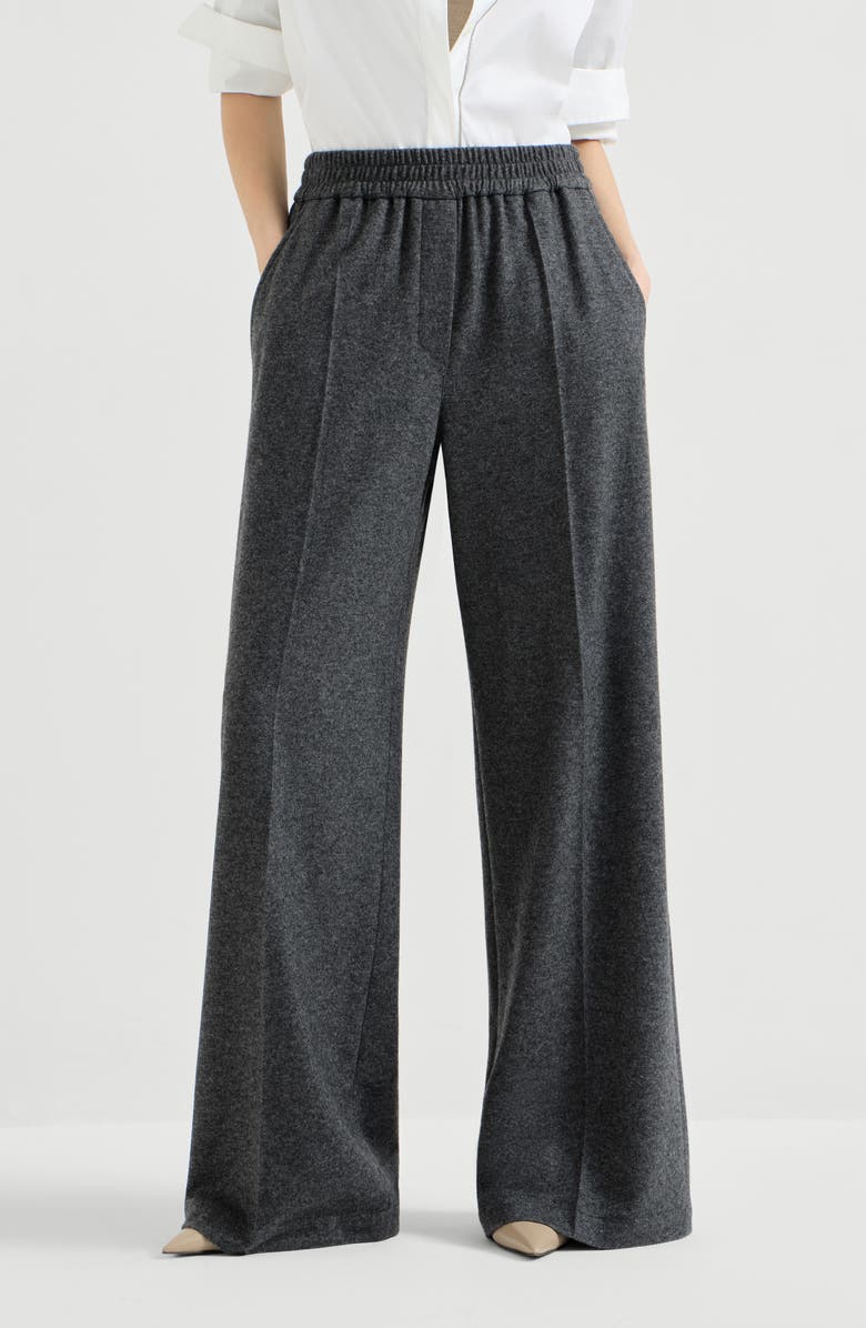 Brunello Cucinelli Cashmere jersey trousers, Main, color, Anthracite
