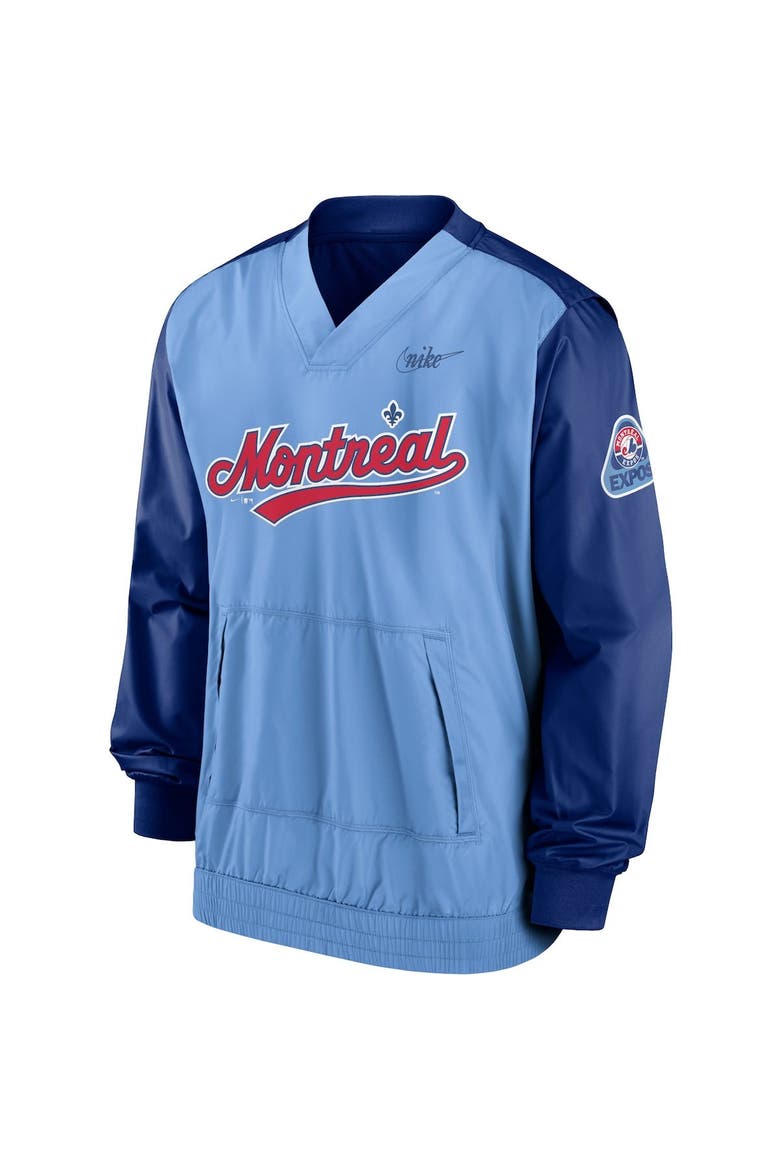 Men's Nike Royal/Light Blue Montreal Expos Cooperstown Collection V-Neck Pullover Windbreaker, Alternate, color, Royal