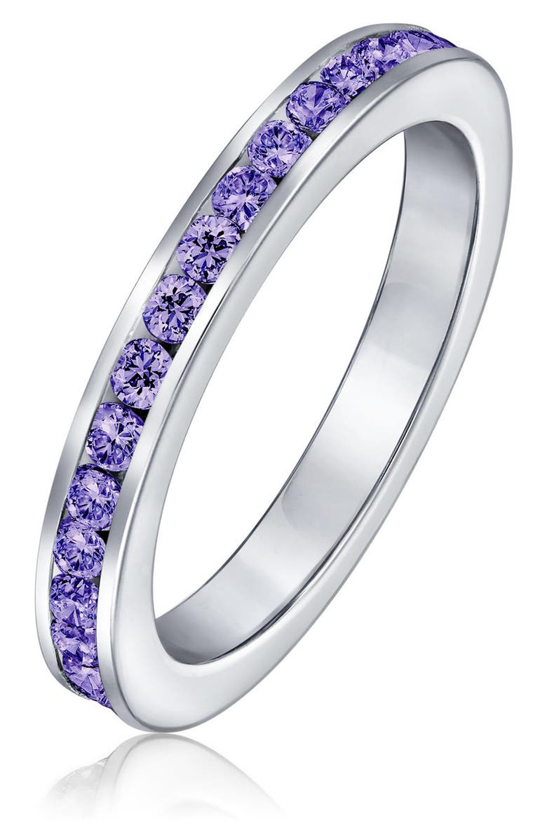 Sterling Silver London Blue CZ Eternity Band Ring, Main, color, PURPLE