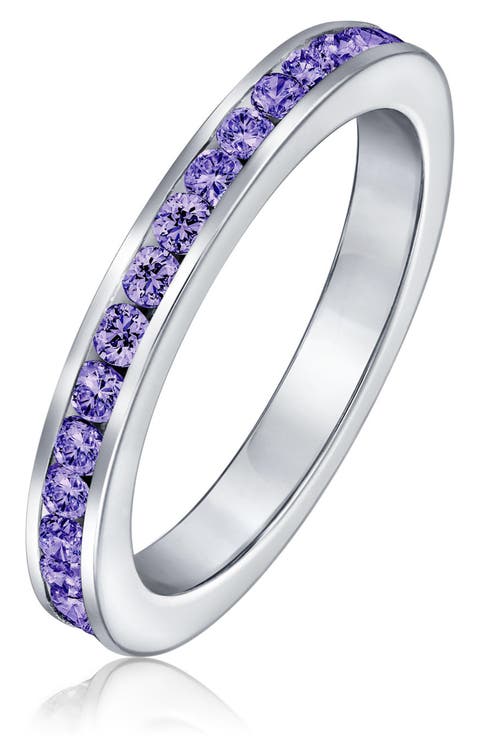 Sterling Silver London Blue CZ Eternity Band Ring