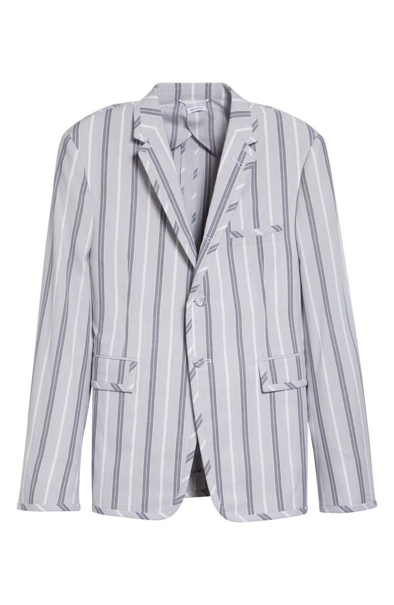 Thom Browne Madras Repp Stripe Cotton Sport Coat, Main, color, Medium Grey