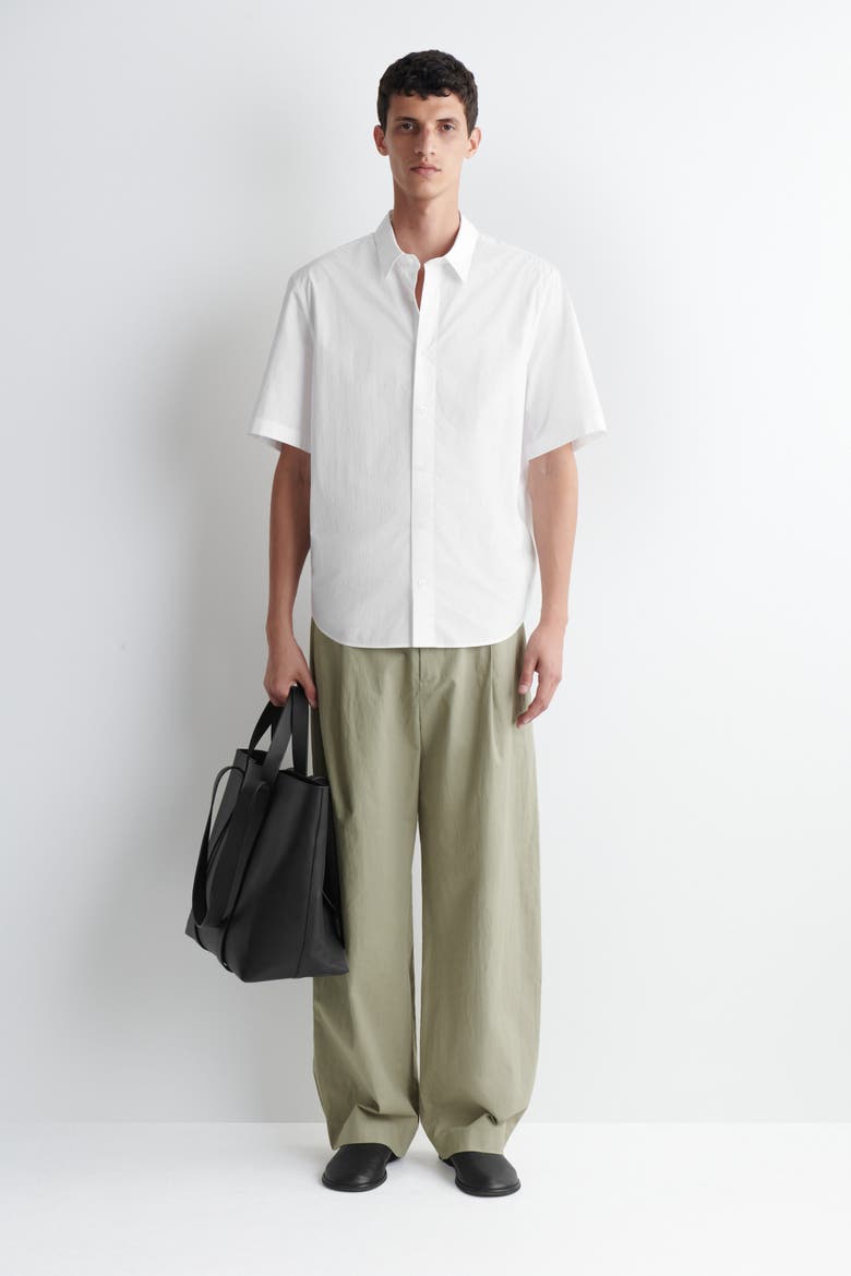 Relaxed Cotton Short-sleeved Shirt, Alternate, color, WHITE
