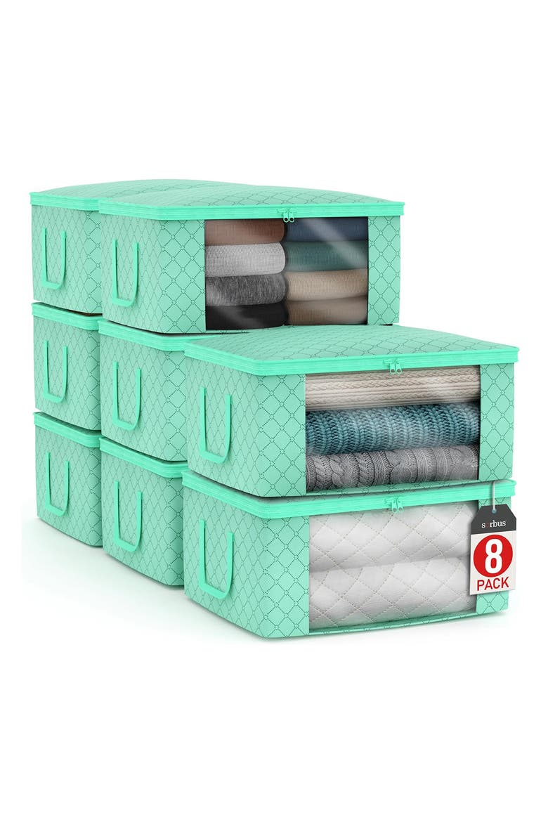 8-Pack Collapsible Zip Storage Bins, Main, color, TEAL