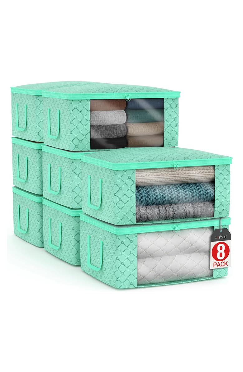 SORBUS 8-Pack Collapsible Zip Storage Bins, Main, color,