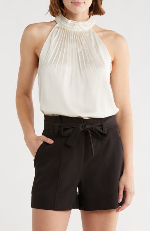 Emboidered Collar Halter Top