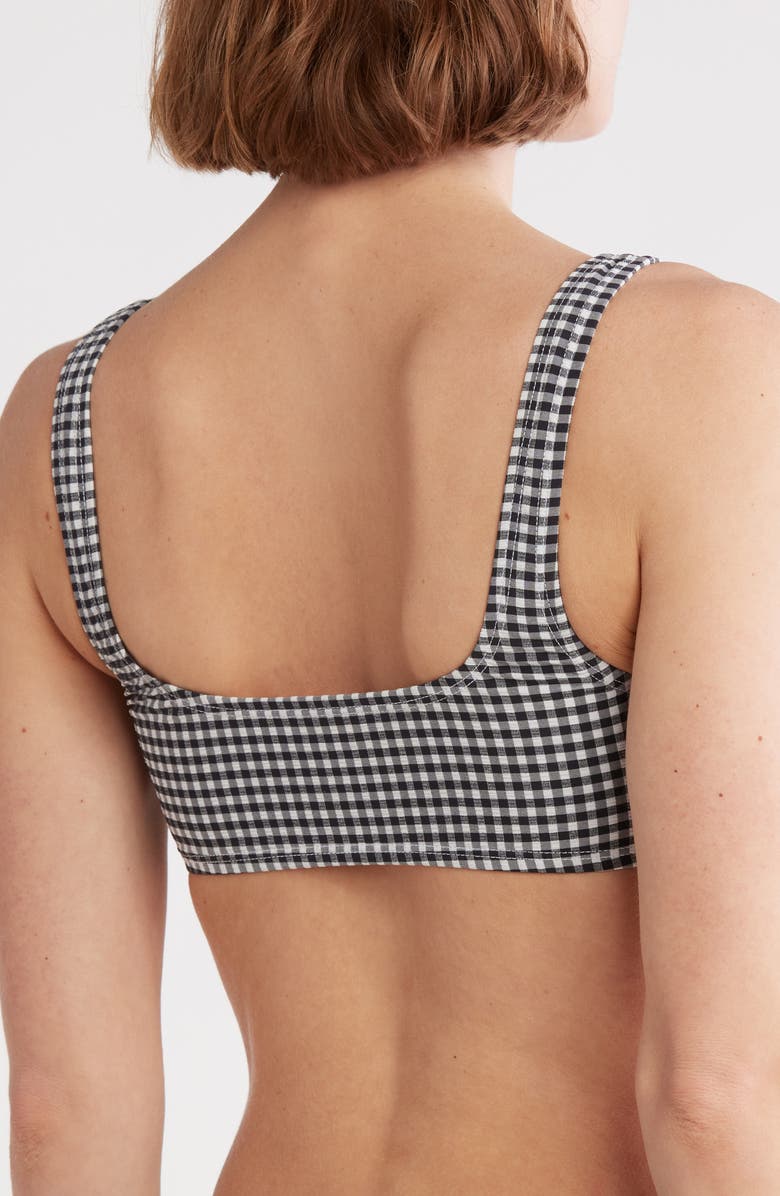 Good American Gingham Square Neck Bikini Top, Alternate, color,