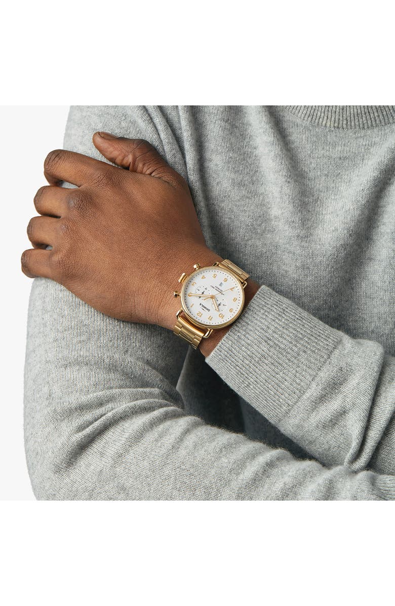 Shinola Canfield Bracelet Chronograph Watch, 43mm, Alternate, color, White