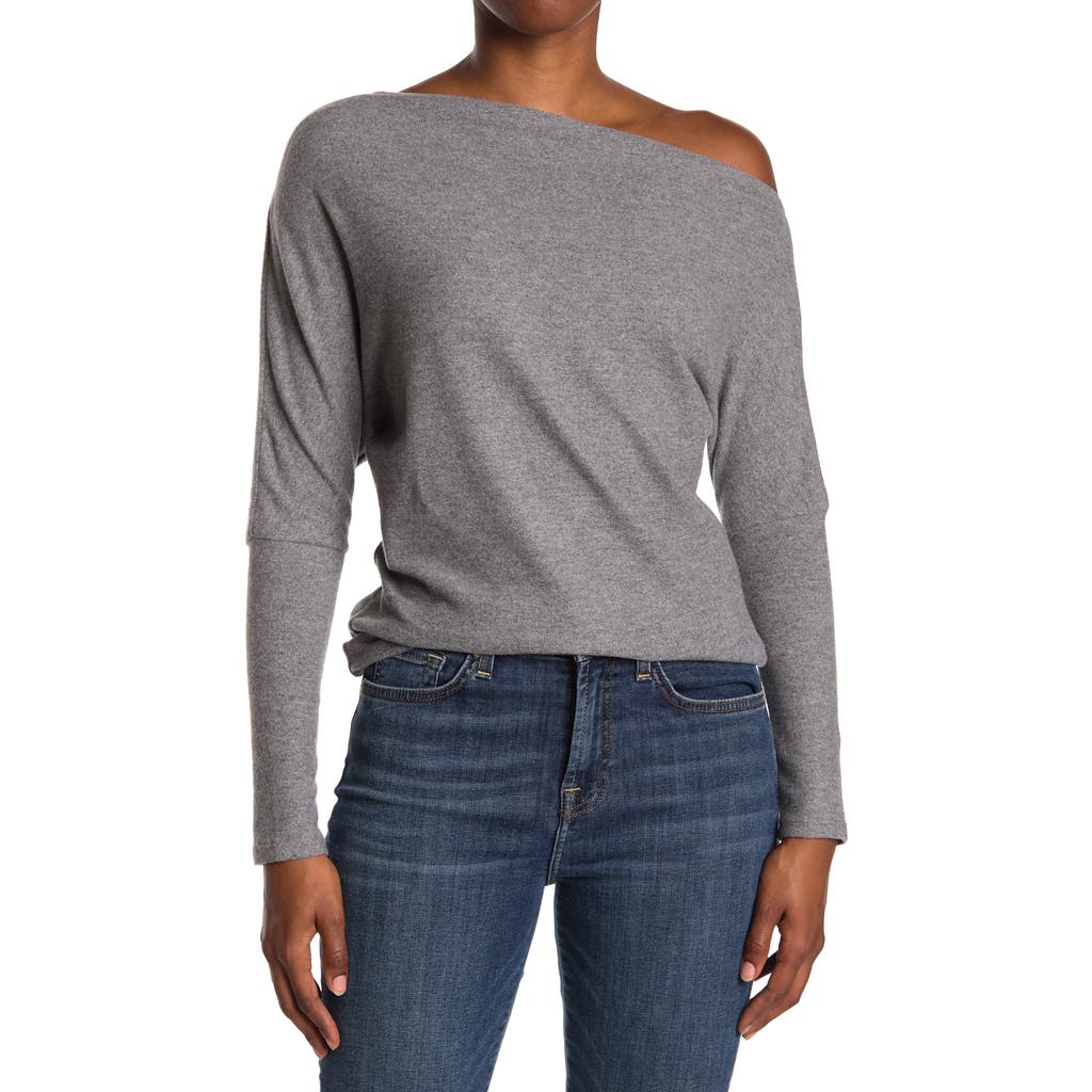 Astr The Label Off The Shoulder Long Sleeve Sweater In Gray