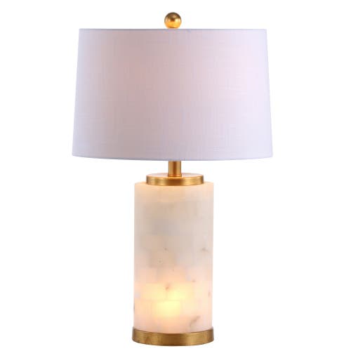 Jonathan Y Eliza 25.5" Alabaster Led Table Lamp, White/gold Leaf In White/gold Leaf