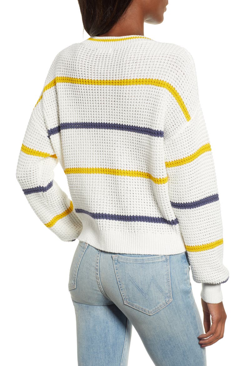 Stripe Cotton Thermal Sweater, Alternate, color, IVORY SEA STRIPE