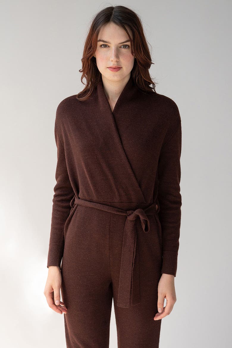 Wrap Neck Jumpsuit, Alternate, color, MAHOGANY
