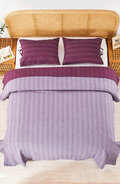 Melange Home Kantha Reversible Cotton Coverlet In Fig And Violet