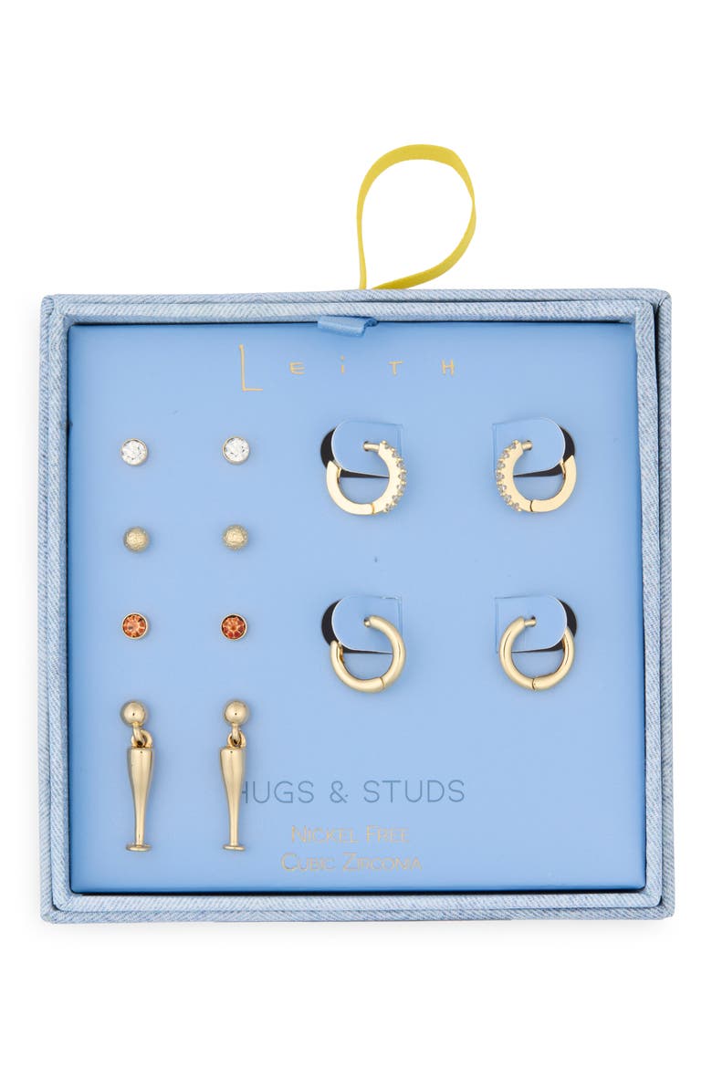 6-Pack Sparkling Wine Assorted Earrings Set, Main, color, BROWN MULTI- GOLD