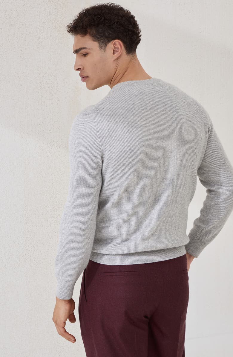 Brunello Cucinelli English Rib knit sweater, Alternate, color, Pebble