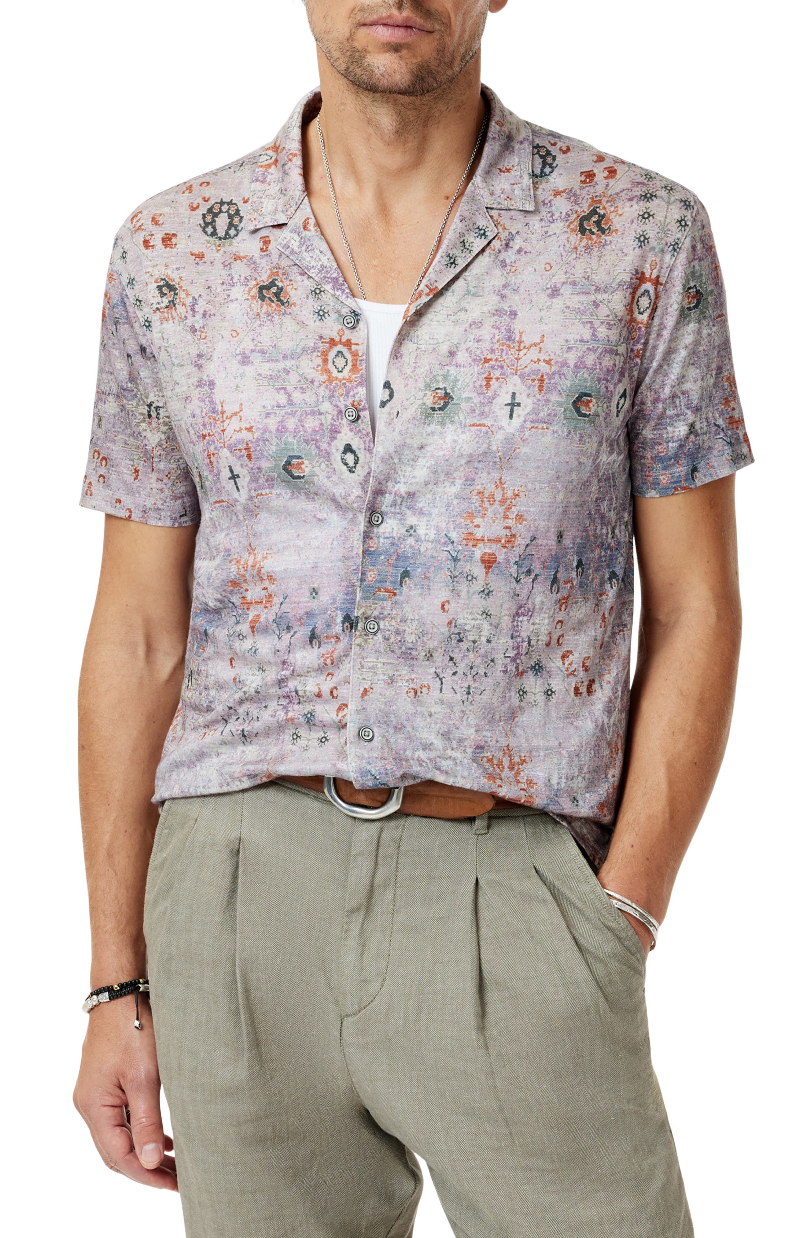 John Varvatos Espino Organic Linen Knit Camp Shirt