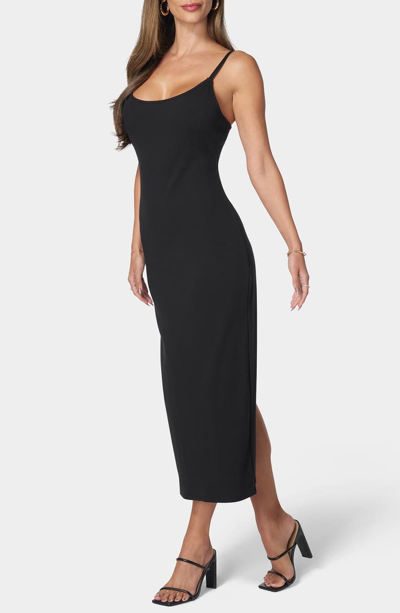 bebe Ribbed Maxi Dress, Alternate, color, Black