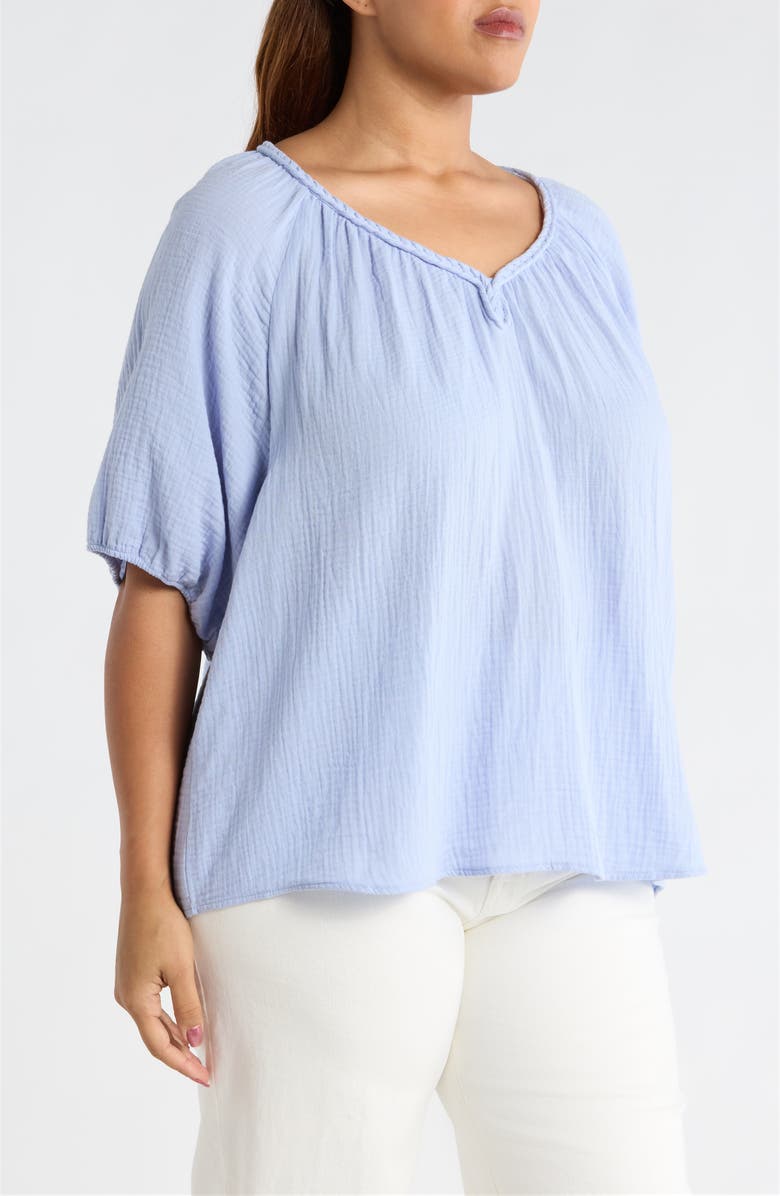 beachlunchlounge Xyla Cotton Gauze Top, Alternate, color, Light Denim