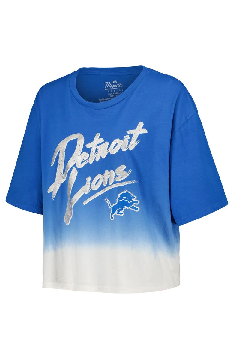 Majestic Threads Women's Majestic Threads Aidan Hutchinson Blue/White Detroit Lions Dip-Dye Player Name & Number Crop Top, Alternate, color, Blue