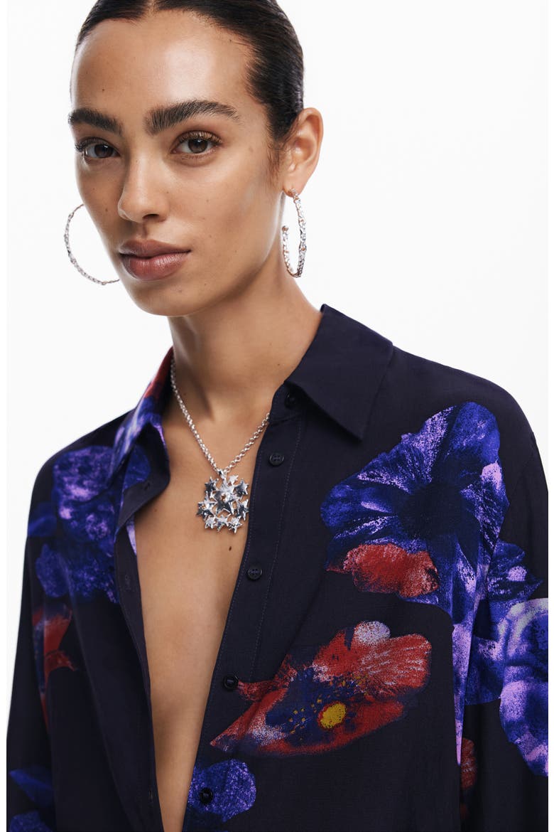 Ocasa Floral Button-Up Shirt, Alternate, color, BLACK
