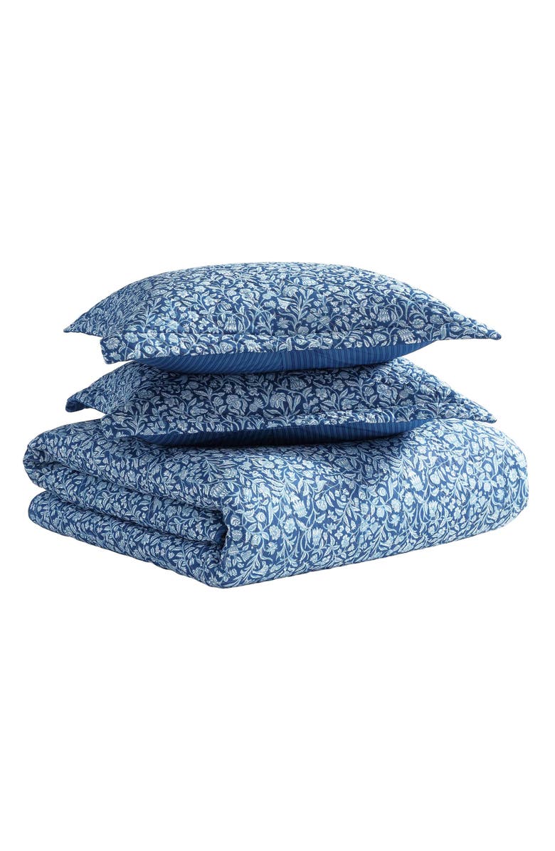 Laura Ashley Elaina 3-Piece Queen Quilt & Sham Set, Main, color, Dark Blue