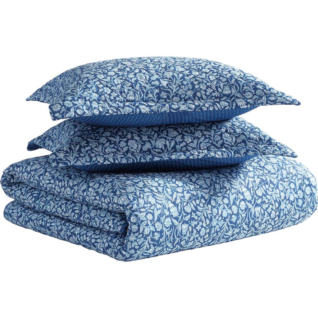 Laura Ashley Elaina 3-piece Queen Quilt & Sham Set In Dark Blue