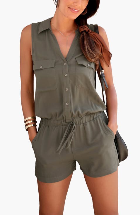 Women's Sleeveless Drawstring Romper