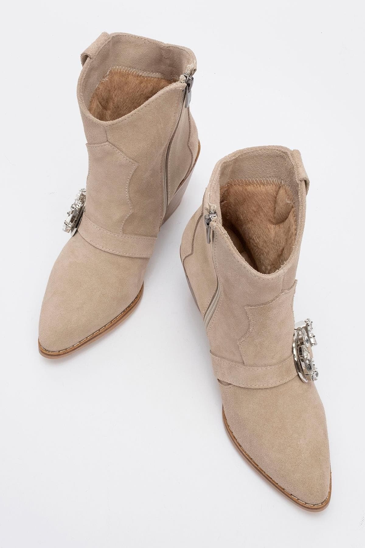 Any Leather Buckle Boot, Alternate, color, Beige Leather