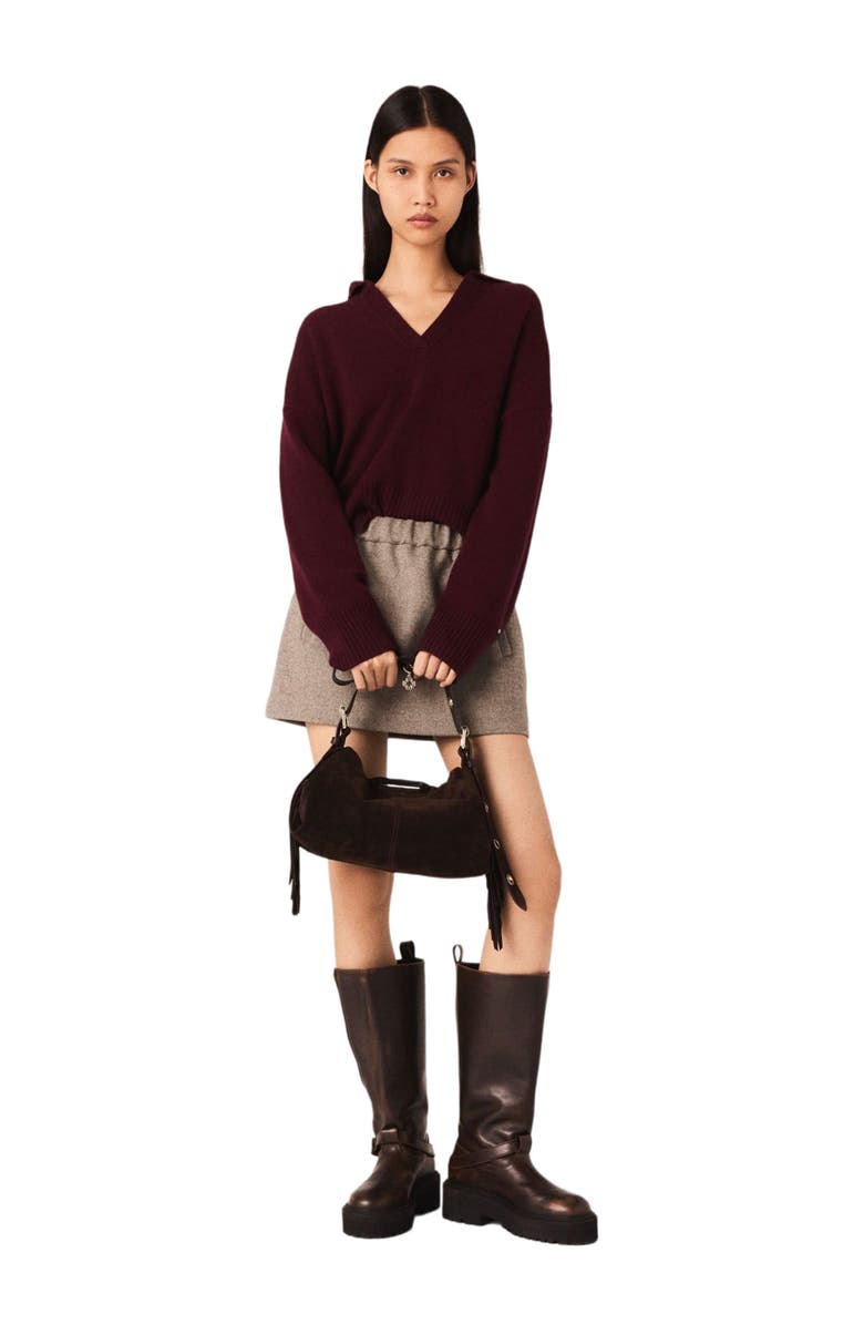 maje Short wool blend skirt, Main, color, Beige