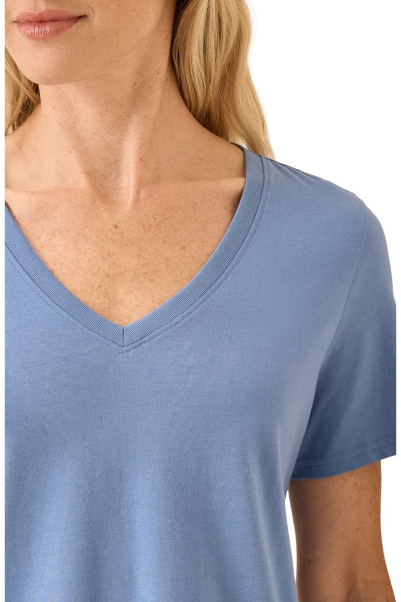 Organic Cotton Softspun V-Neck Tee, Alternate, color, Hydrangea Blue
