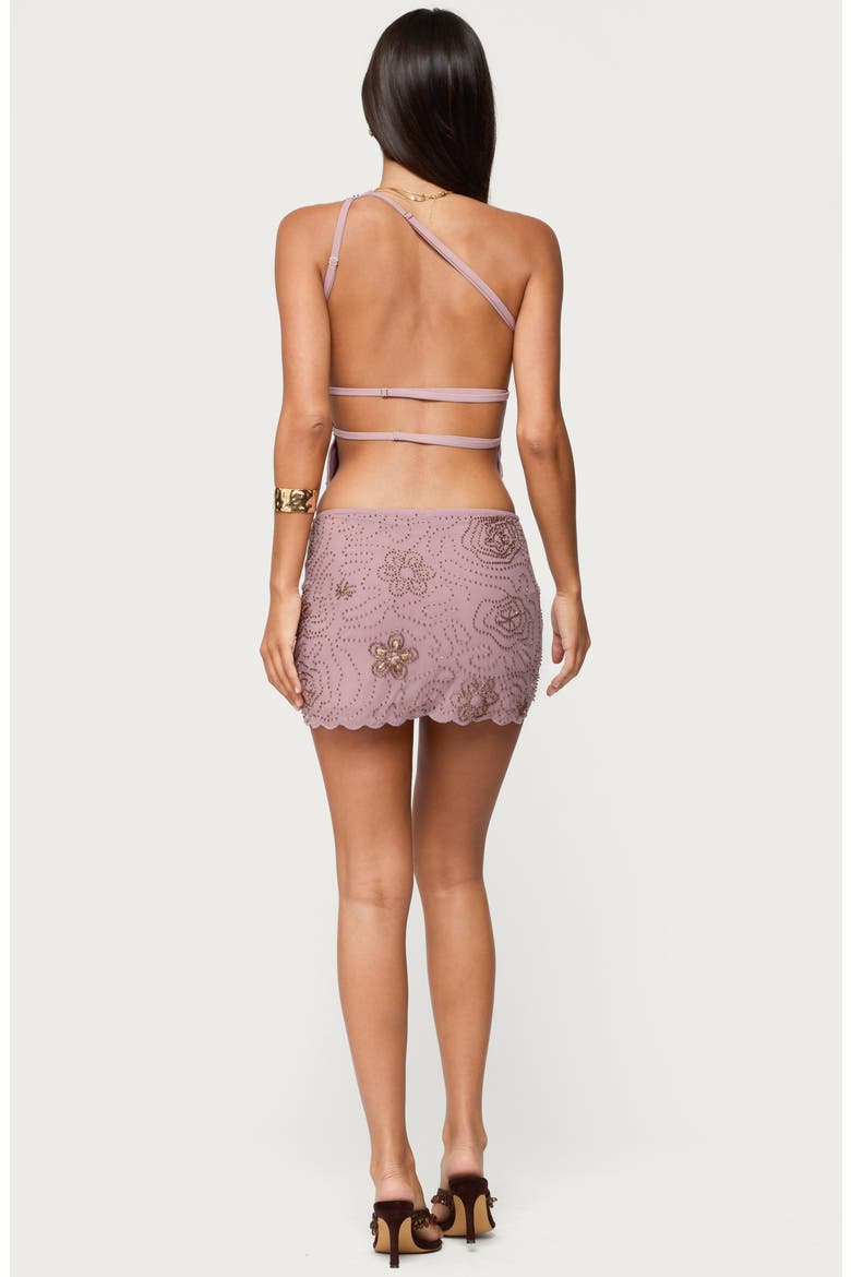 Astrid Beaded Open Back One-Shoulder Top, Alternate, color, MAUVE
