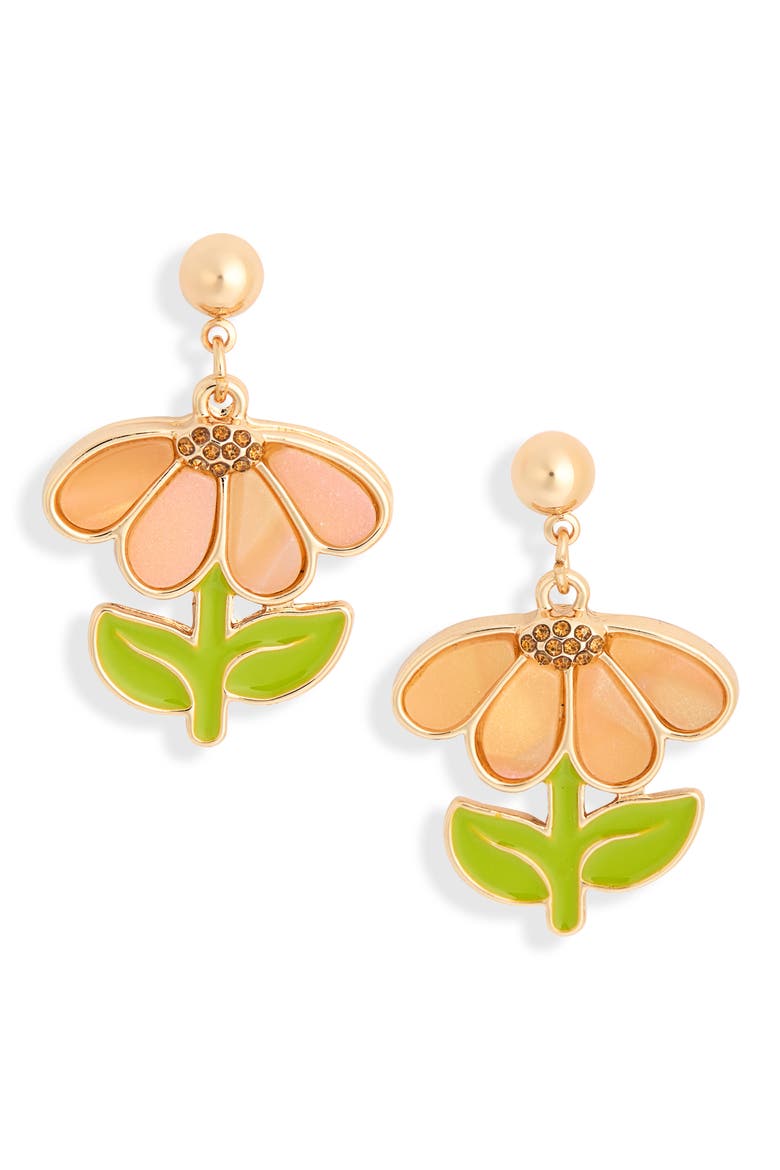 Spring Daisy Drop Earrings, Main, color, PINK MULTI- GOLD