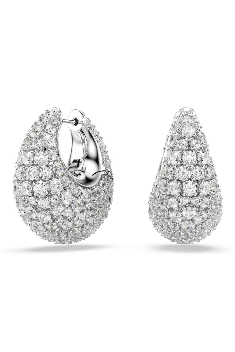 Sublima Crystal Hoop Earrings, Main, color, WHITE/ SILVER