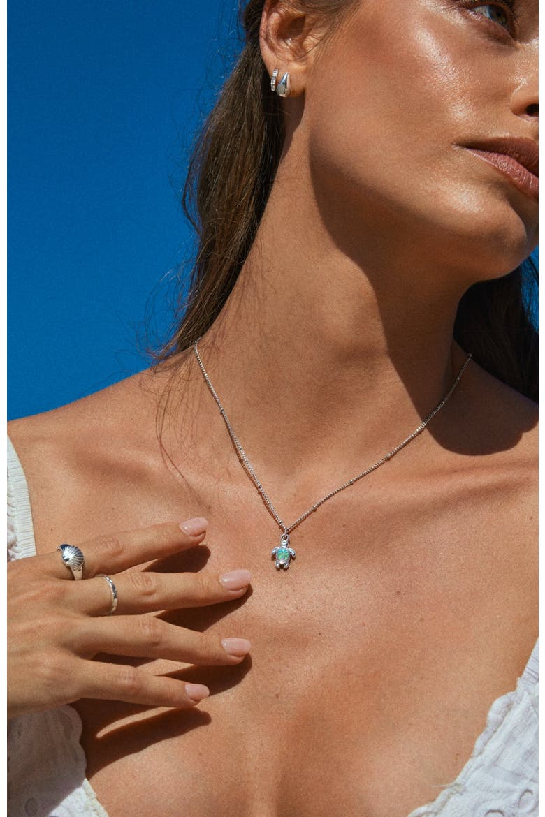 Opal Turtle Necklace, Alternate, color, Silver