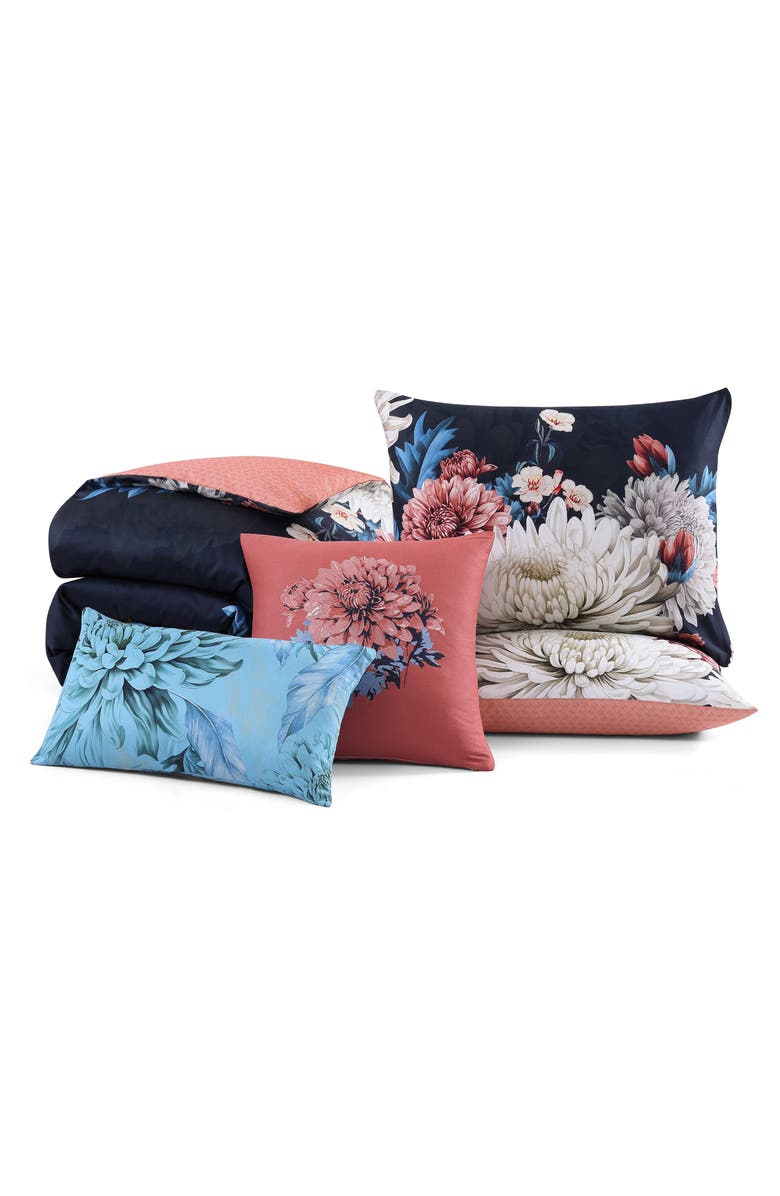 Bebejan Navy Mums Reversible 5-Piece Comforter Set, Main, color, Blue