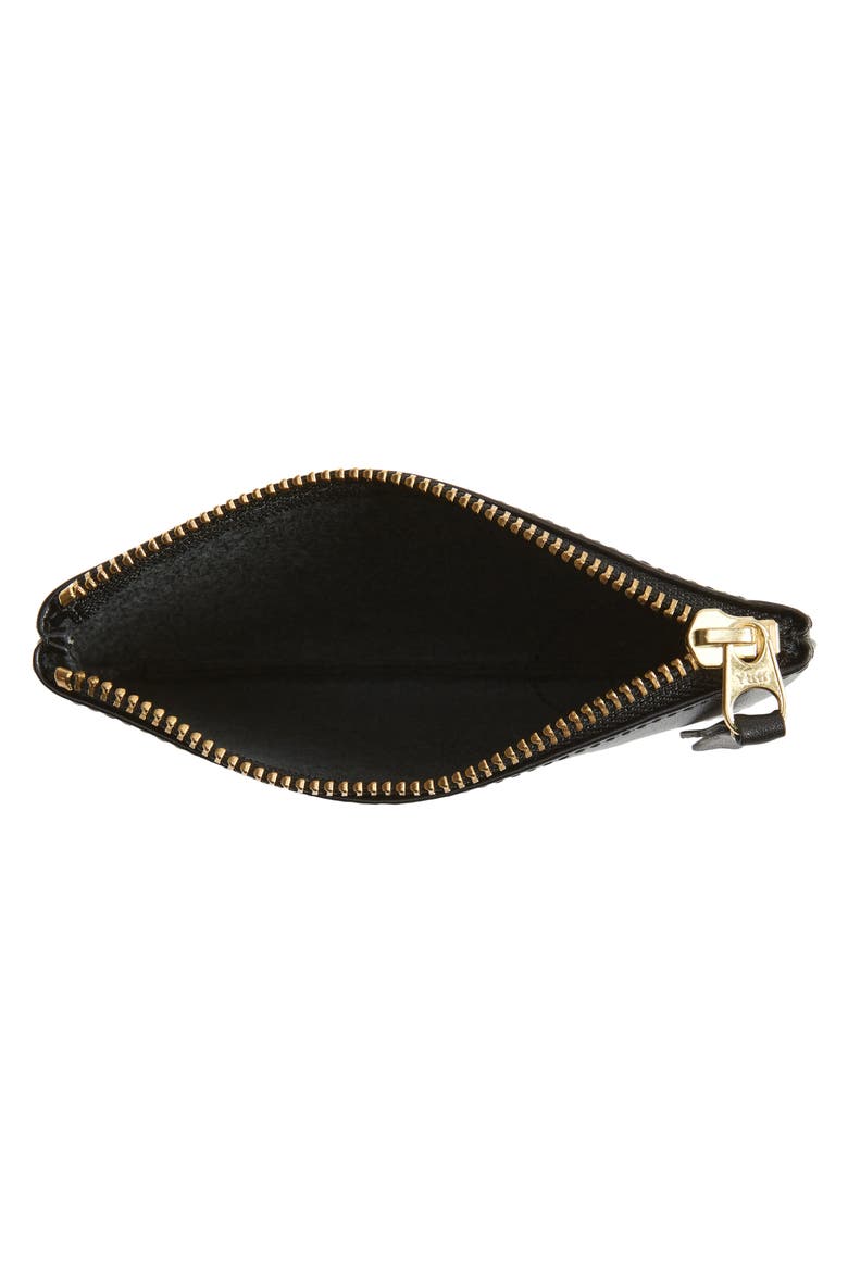 Small Classic Leather Zip-Up Pouch, Alternate, color, BLACK