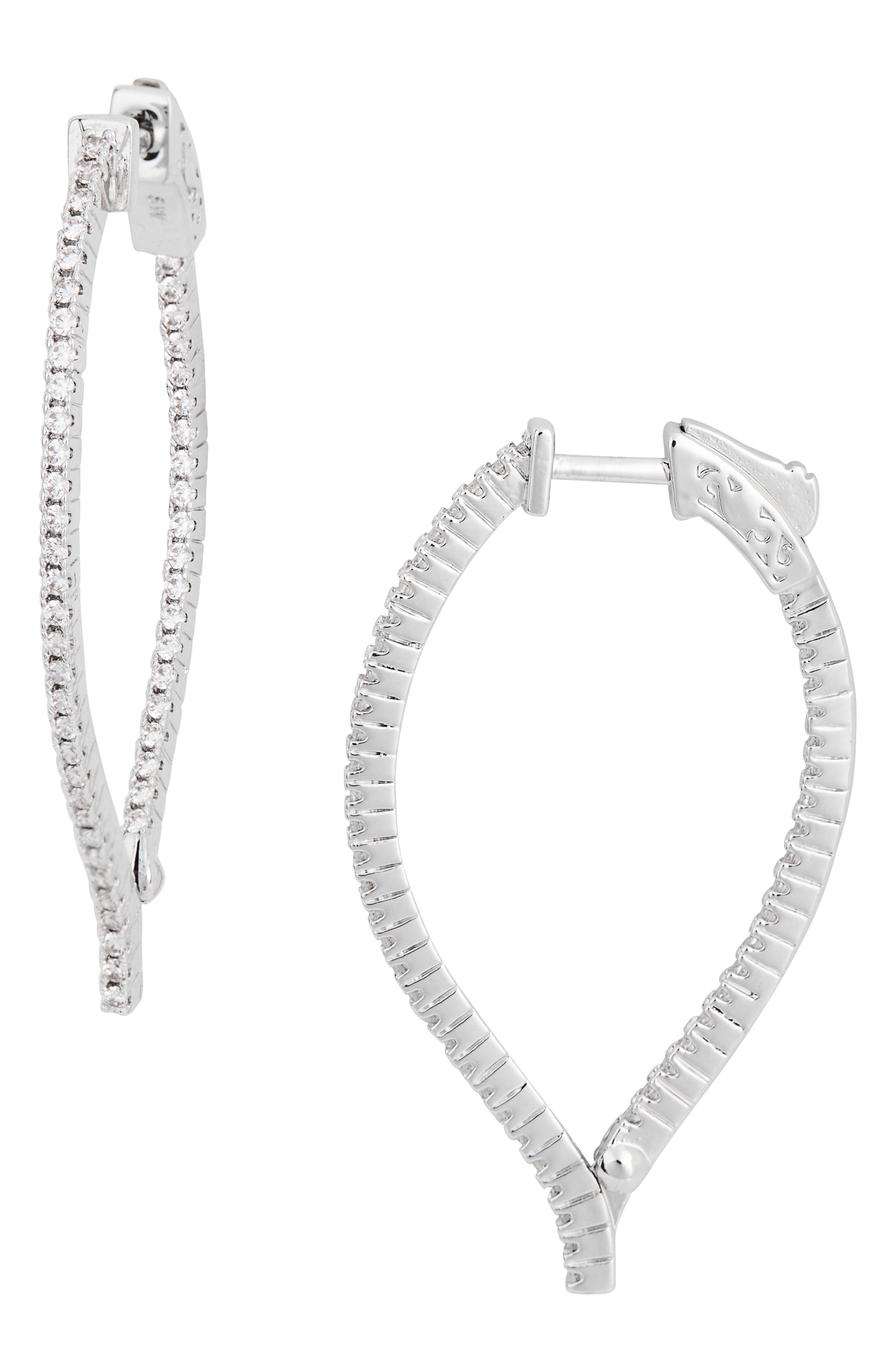 Sterling Forever 14K Gold Plated Brass CZ Inside Out Teardrop Drop Earrings