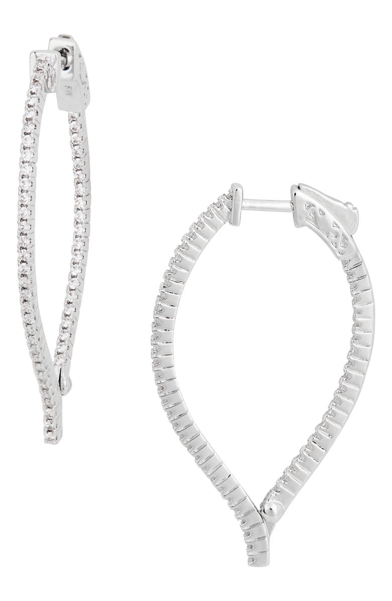 Sterling Forever 14K Gold Plated Brass CZ Inside Out Teardrop Drop Earrings, Main, color, Silver