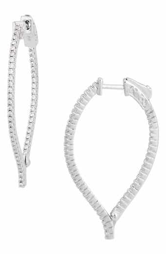 Sterling Forever 14K Gold Plated Brass CZ Inside Out Teardrop Drop Earrings