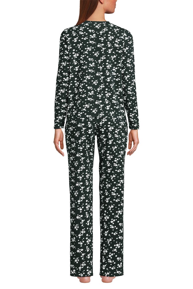 Knit 2 Piece Pajama Set - Long Sleeve Top and Pants, Alternate, color, Forest/Ivory Ditsy Floral