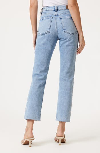 New York Embroidered Ankle Straight Leg Jeans