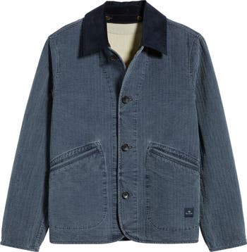 PS Paul Smith Washed Indigo Removable Collar Quilted Jacket