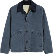 PS Paul Smith Washed Indigo Removable Collar Quilted Jacket