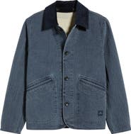 PS Paul Smith Washed Indigo Removable Collar Quilted Jacket