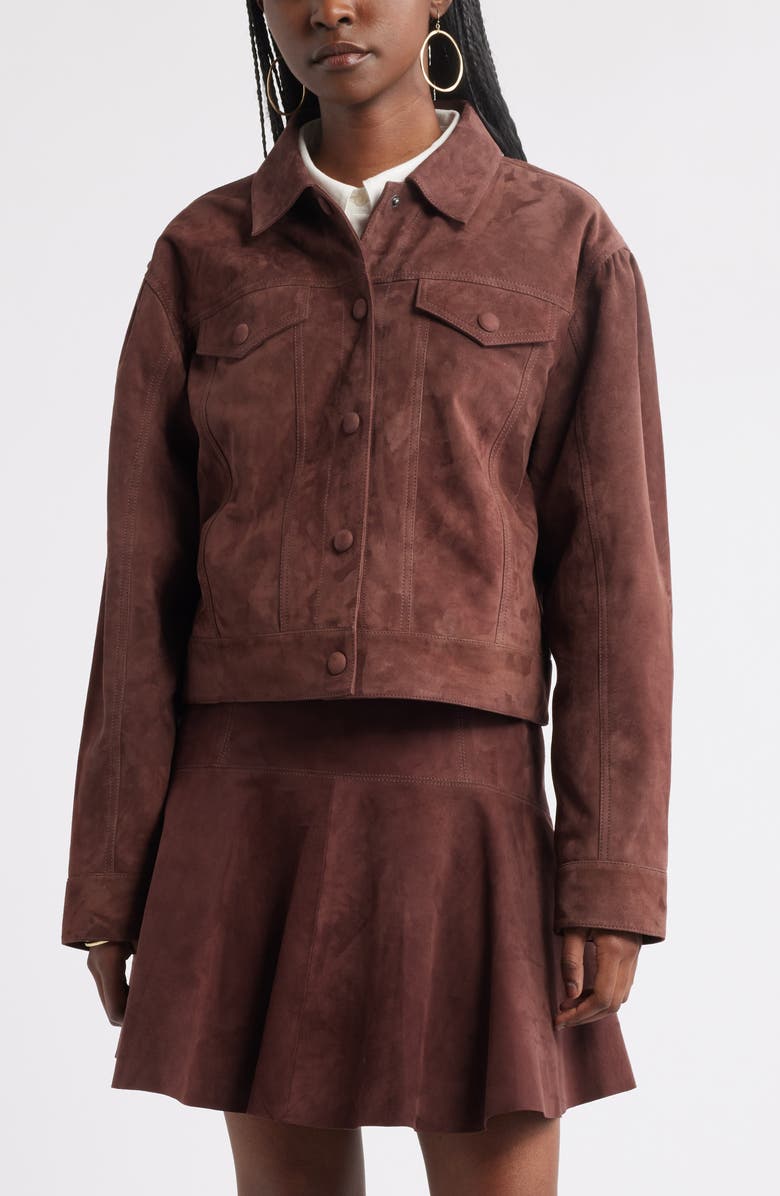 Treasure & Bond Suede Trucker Jacket, Alternate, color, Brown Malicacia